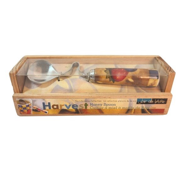MSC International Other - Harvest Honey Spoon in Wooden Crate Vintage 2002 Joie de Vivre Wood Crate NEW